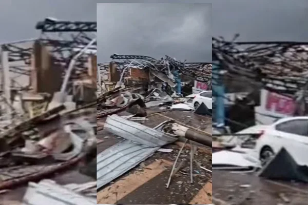 Imagem colorida de destruição em Rio Bonito do Iguaçu