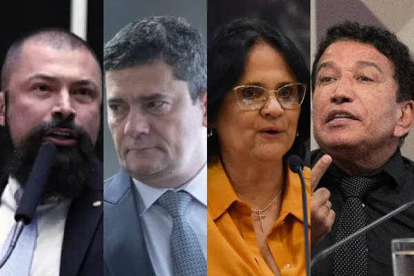 Colagem mostra Damares, Malta, Moro e Bilynskyj - Metrópoles