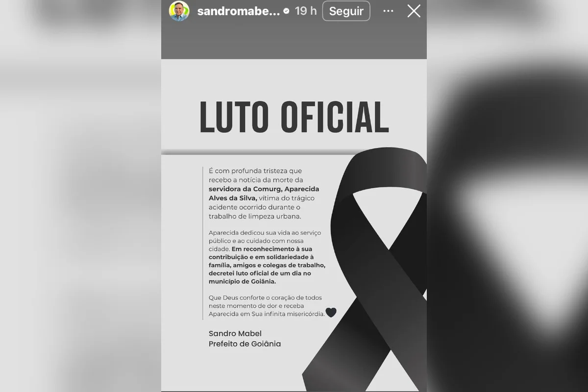 O prefeito Sandro Mabel decretou um dia de luto pela morta da servidora