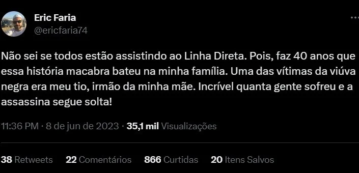 Repórter da Globo choca ao revelar que tio foi assassinado pela Viúva Negra - imagem 1 Repórter da Globo choca ao revelar que tio foi assassinado pela Viúva Negra - imagem 1