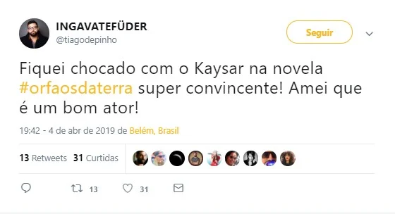 "Super convincente", disse um fã sobre a interpretação do ex-BBB "Super convincente", disse um fã sobre a interpretação do ex-BBB