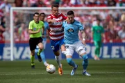 Santi Mina pelo Celta de Vigo em jogo contra o Atlético de Madrid