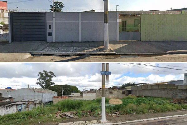 Sobreposição de imagens de terreno municipal que hoje tem uma casa particular