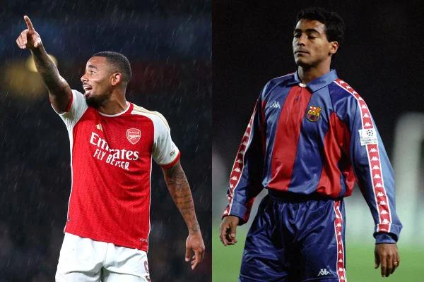 Foto colorida de Gabriel Jesus e Romário - Metrópoles