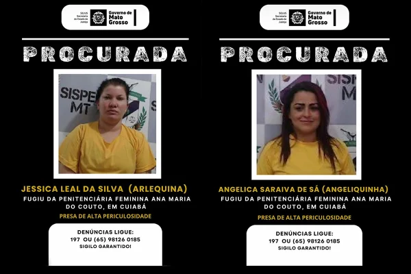 “Angeliquinha” e “Arlequina”, líderes do CV, fogem de penitenciária