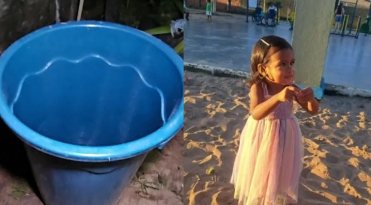 Menina de 2 anos caiu em balde ao tentar buscar brinquedo Menina de 2 anos caiu em balde ao tentar buscar brinquedo