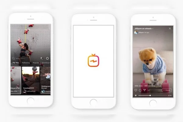 Telas de celulares usando IGTV