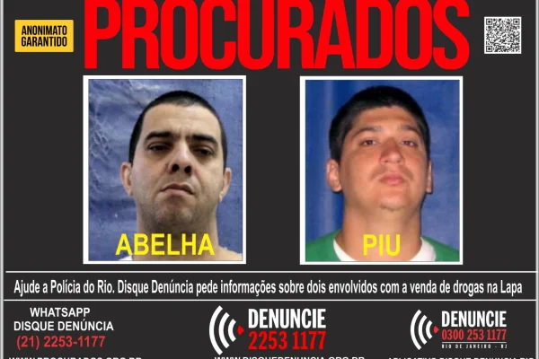 Imagem colorida,PCERJ procura Abelha e Piu, chefes do CV que comandam tráfico na Lapa- Metrópoles