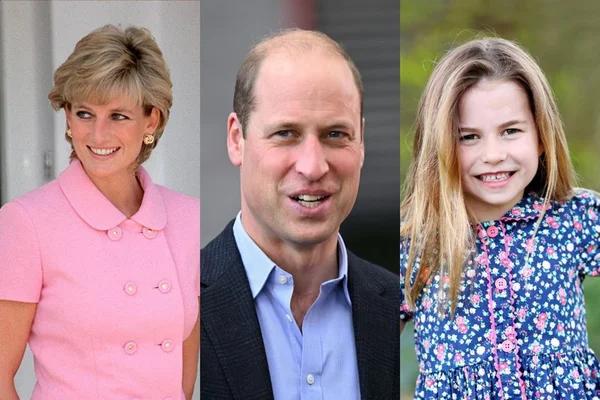 Montagem mostra semelhanças chocantes entre Diana, William e Charlotte