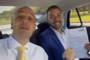 Guilherme Derrite e Gui Moron em Brasília, quando empresário foi ao Congresso