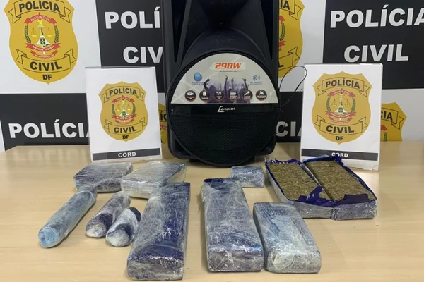 Traficantes enviam caixa de som com maconha para área nobre do DF