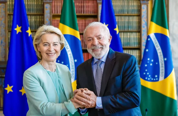 Presidente da República, Luiz Inácio Lula da Silva, durante reunião com a presidenta da Comissão Europeia, Ursula von der Leyen