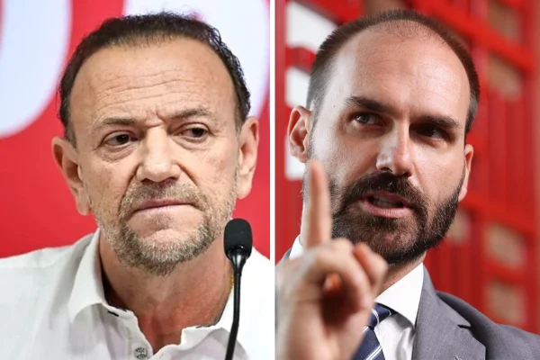 Edinho Silva, presidente do PT, e Eduardo Bolsonaro