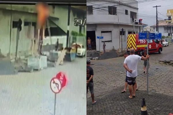 Imagem colorida do Corpo de Bombeiros prestando atendimento a vítima - Metrópoles