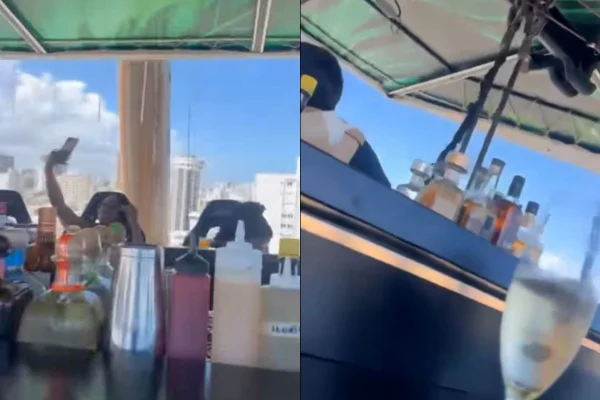 Vídeo: corda de restaurante suspenso se rompe e assusta clientes