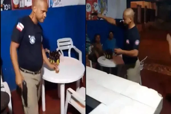 PM agride mulher que o criticou por estar bebendo e recebe garrafada
