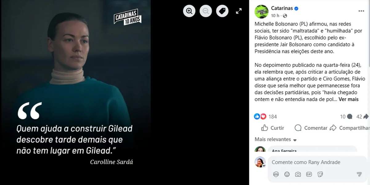 Por que Michelle Bolsonaro está sendo comparada a Serena Joy, de O Conto da Aia? - imagem 7 Por que Michelle Bolsonaro está sendo comparada a Serena Joy, de O Conto da Aia? - imagem 7