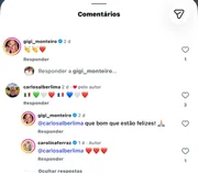 Comentário de Gigi nas fotos de Carolina Ferraz