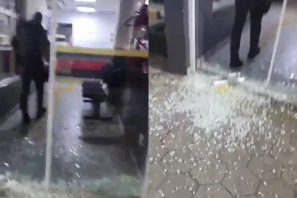 Imagem colorida de base da PM destruída