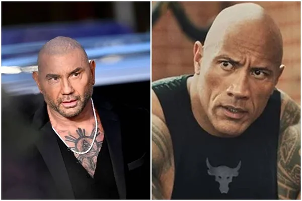 Montagem com os atores Dave Bautista e Dwayne Johnson - Metrópoles