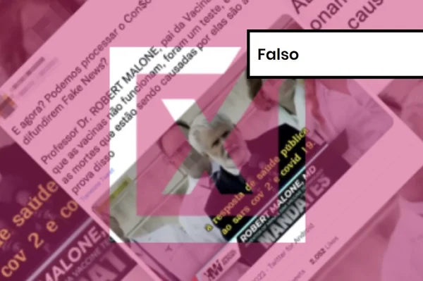 Imagem colorida de postagem enganosa sobre vacinas contra Covid-19