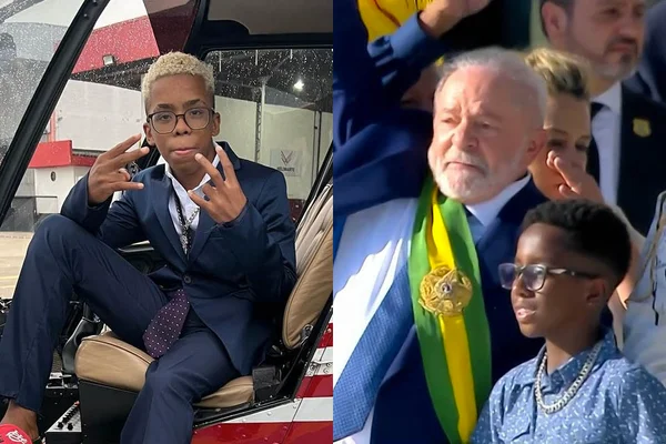 À esquerda, Boca de 09; à direita, o presidente Lula ao lado de Francisco, nadador mirim de 10 anos - Metrópoles