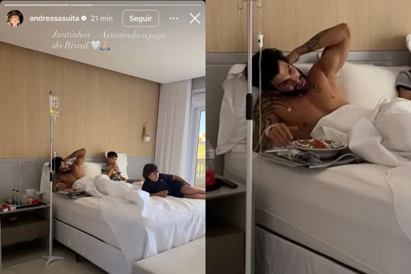 Gusttavo Lima toma medicação na veia durante jogo do Brasil - destaque galeria