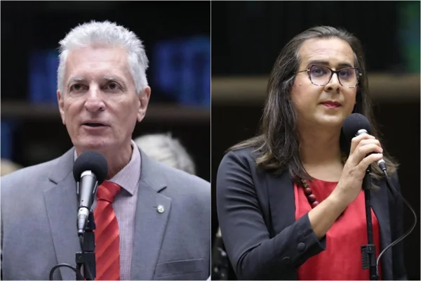 Foto colorida dos deputados federais Rogerio Correia e Duda Salabert - Metrópoles