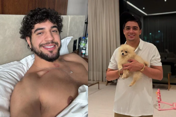 Montagem com fotos coloridas de Nattan e Natanzinho Lima - Metrópoles