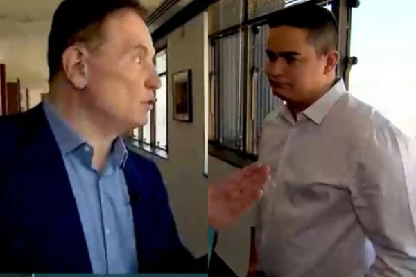 Allan Jesus em entrevista a Roberto Cabrini para o Domingo Espetacular (Reprodução: Record TV)