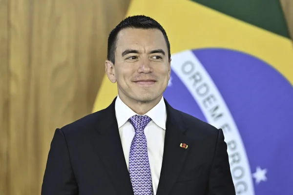Imagem colorida, O presidente do Equador, Daniel Noboa, esteve no Palácio do Planalto, em Brasília, Brasil, em 18 de agosto de 2025- Metrópoles