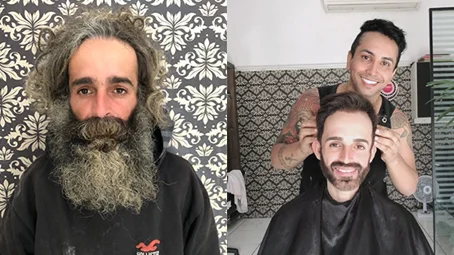 Em SP, cabeleireiro faz transformações em moradores de rua há 5 anos