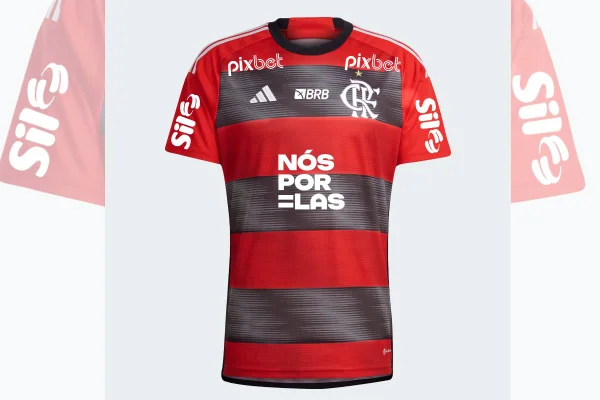 Imagem colorida da camisa do Flamengo - Metrópoles