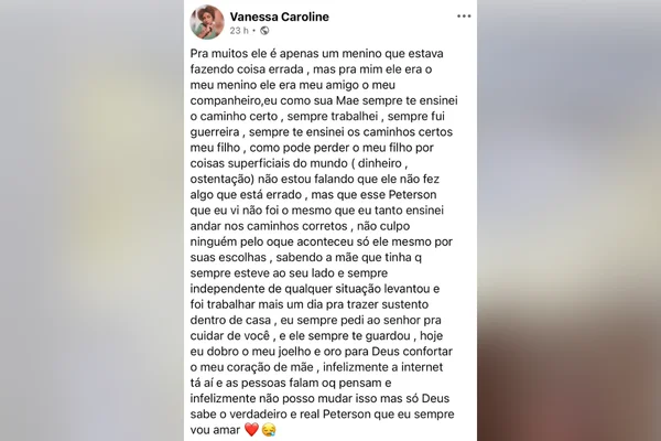 “Mãe te avisou”: mulher lamenta morte de filho após roubar delegado - destaque galeria