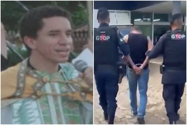 Padre à esquerda e o foragido à direita