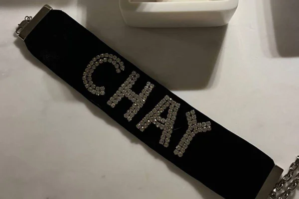 Laura Neiva surpreende ao usar coleira com nome de Chay Suede
