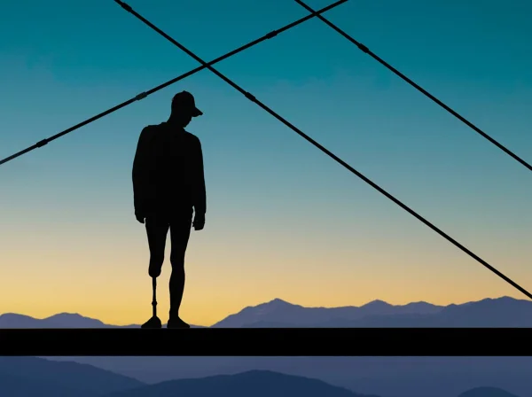 Foto de um homem com prótese na perna
