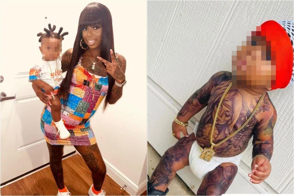 Mãe pinta o filho com tatuagens falsas