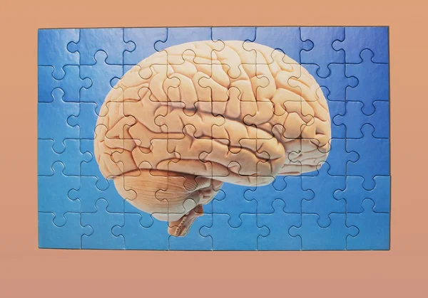 quebra cabeça que forma imagem de cérebro