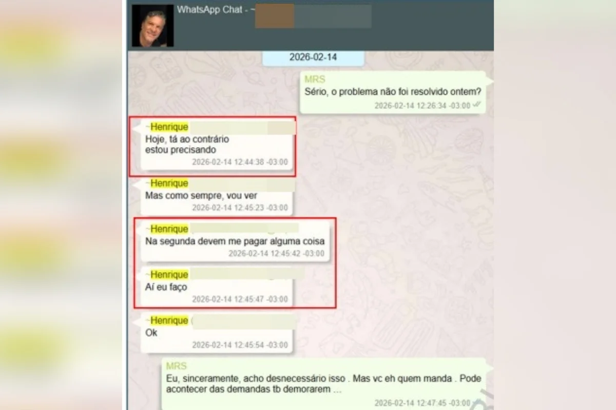 Mensagens trocadas entre Henrique Vorcaro e o policial aposentado Marilson Roseno da Silva, de 56 anos, revelam que o pai do banqueiro teria feito transferências bancárias a Marilson em troca de favores de “A Turma” Mensagens trocadas entre Henrique Vorcaro e o policial aposentado Marilson Roseno da Silva, de 56 anos, revelam que o pai do banqueiro teria feito transferências bancárias a Marilson em troca de favores de “A Turma”