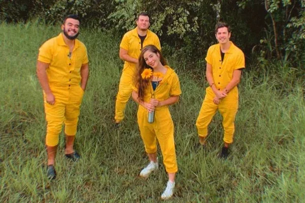 banda sunflower jam em um jardim
