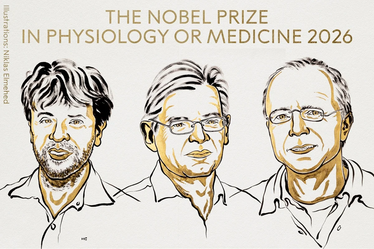 Ilustração de Karl Deisseroth, Peter Hegemann e Georg Nagel, vencedores do Prêmio Nobel. Metrópoles