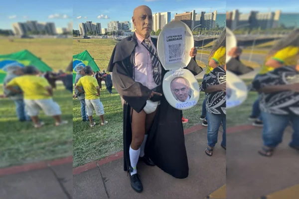 Fotos: ato pró-anistia teve Bolsonaro da Shopee e Moraes de fralda