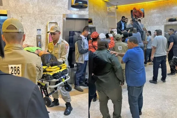 Imagem colorida de acidente no elevador - Metrópoles