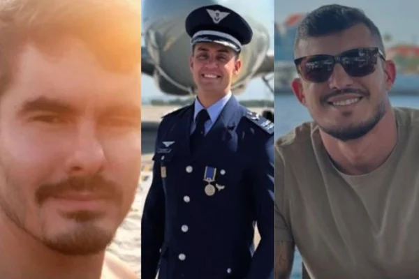 Foto colorida de Lucas Silva Souza, capitão do Corpo de Bombeiros, Sérgio Nunes Miranda, major da Força Aérea Brasileira (FAB) e Diego Dantas Lima Morais, instrutor de voo, vítimas de um acidente aéreo envolvendo um helicóptero - Metrópoles