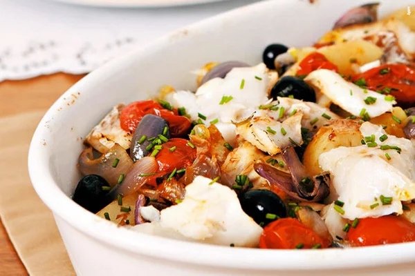 Bacalhau com azeite aromatizado