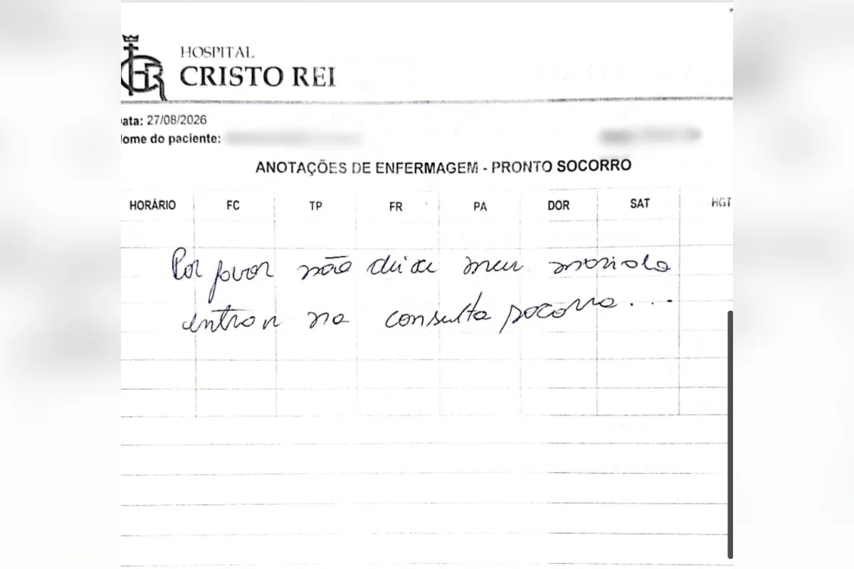 Mulher denuncia agressões do marido em prontuário médico: “Socorro”