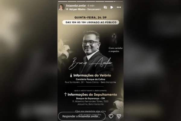 Velório de Bruno Avelar será aberto ao público em BH; veja informações - destaque galeria