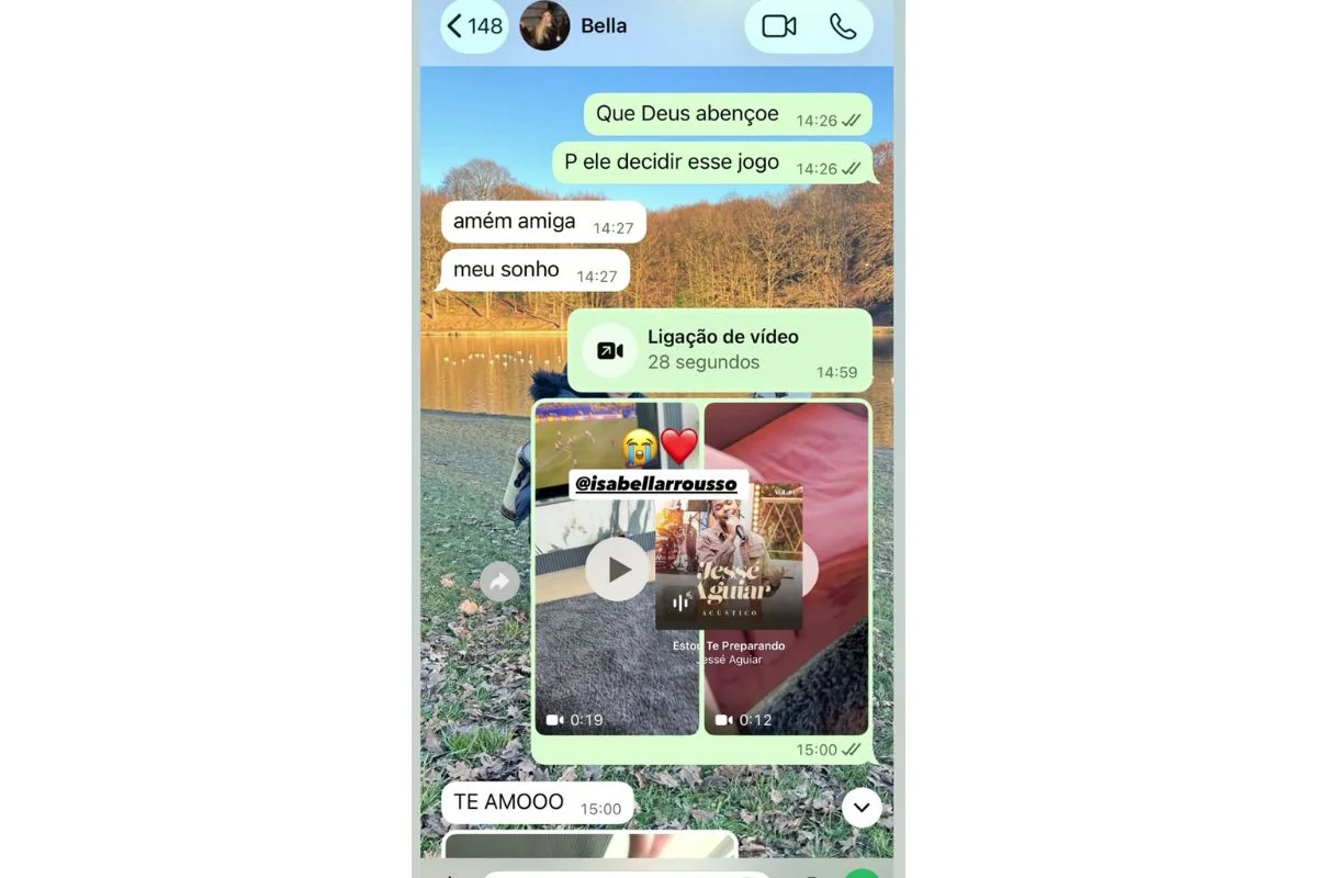 Natalia Belloli compartilha conversa com Isabella Rousso, namorada de Gabriel Martinelli.