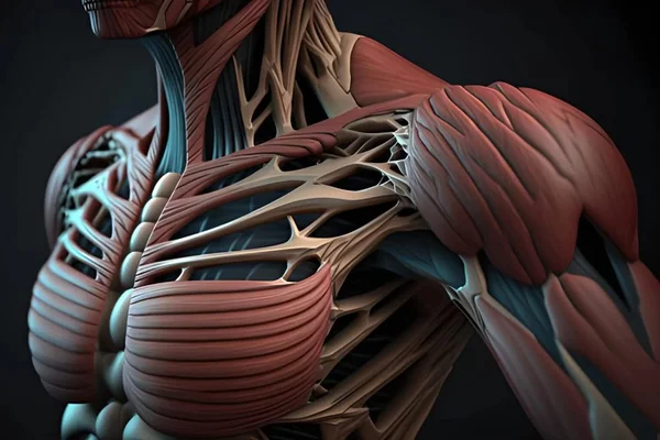 Imagem colorida mostra parte da musculatura humana - Metrópoles